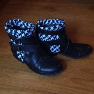 Black leather booties